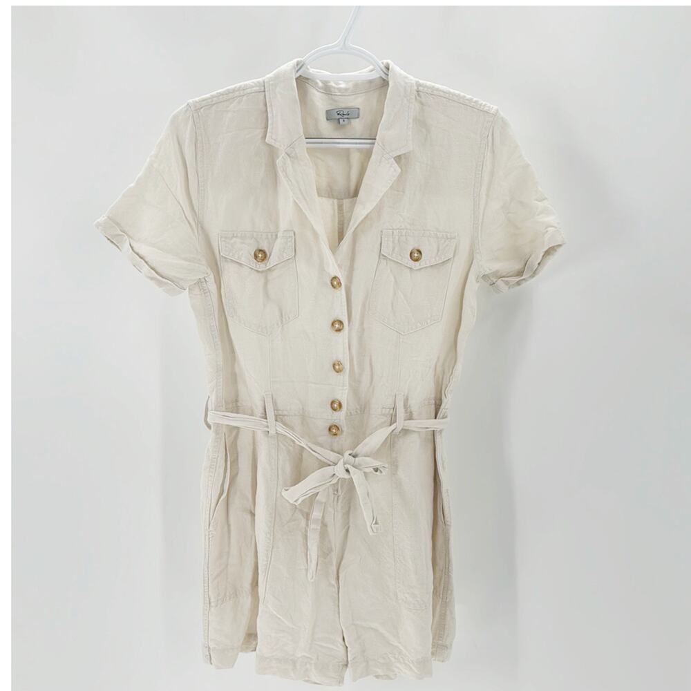 Rails Women's Georgie Stone Short Romper linen blend sz S lightweight versatile - Picture 1 of 11